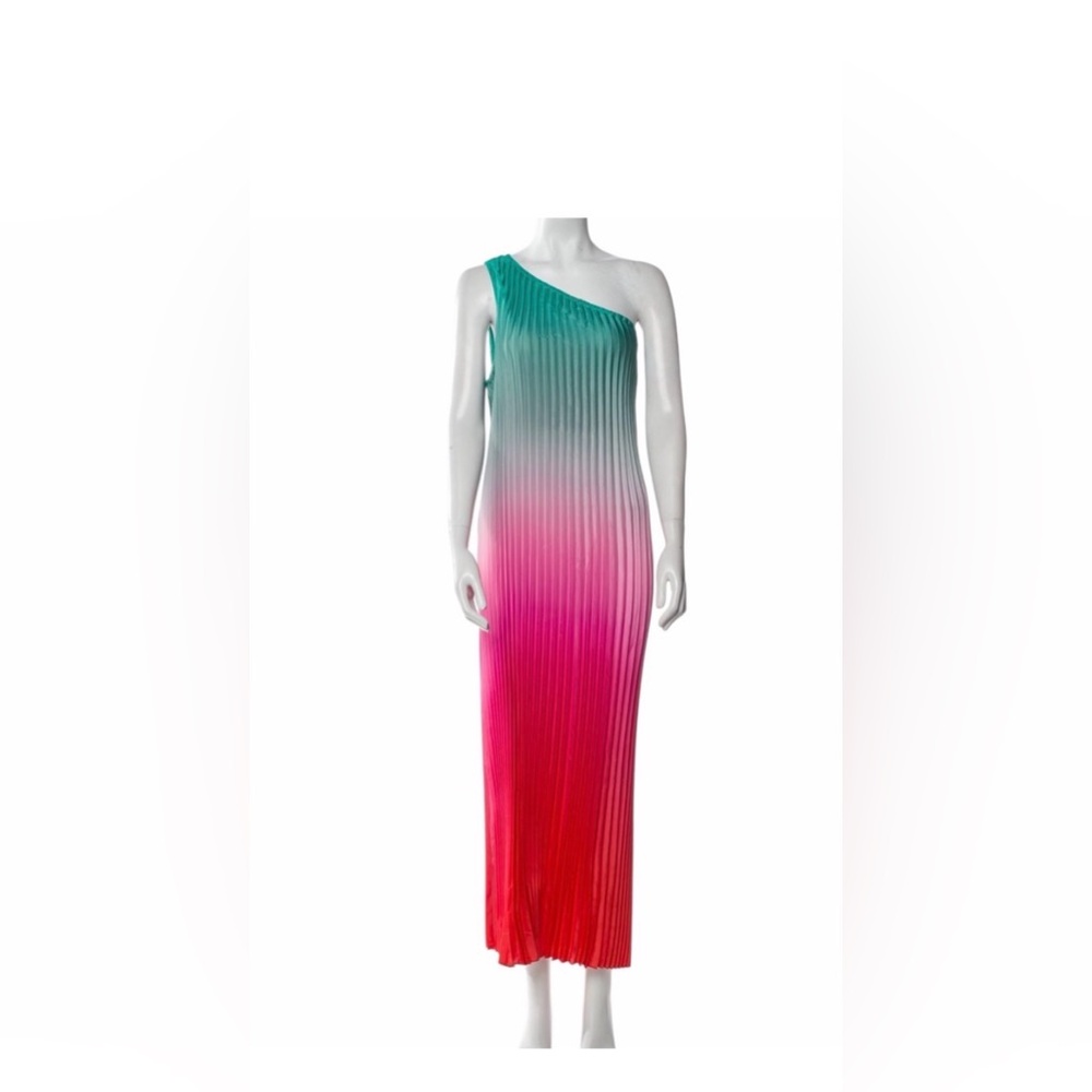 Nicole Miller  Pleated Ombre One-Shoulder Dress